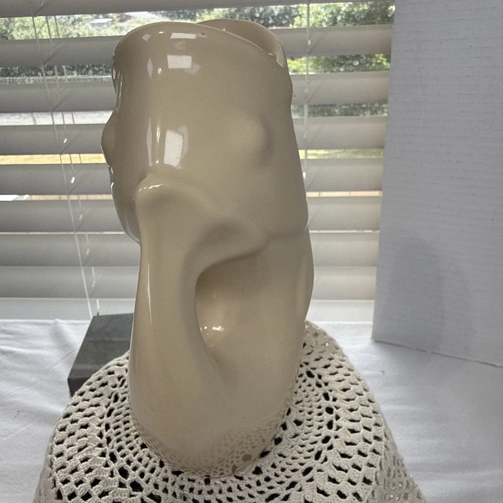 2006 White Gurgle Pot Koi Fish Pitcher/Vase 6.5